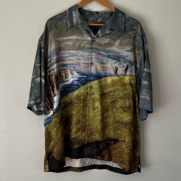 Guy Buffet Silk Golf Button Front Shirt Size Large - Picture 4 of 10